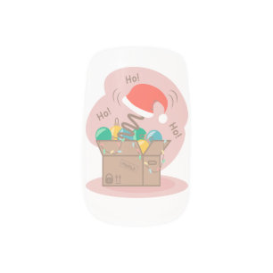 Craft box with Christmas decoration and Santa hat Minx Nail Art