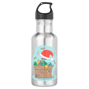 Craft box with Christmas decoration and Santa hat  Stainless Steel Water Bottle