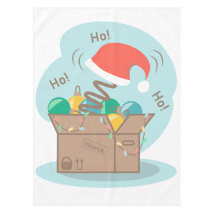 Craft box with Christmas decoration and Santa hat  Tablecloth