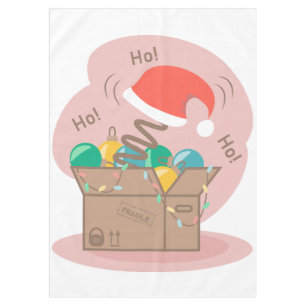 Craft box with Christmas decoration and Santa hat  Tablecloth