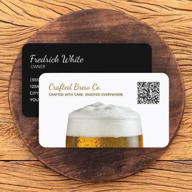 Craft Brewery Beer Custom QR Business Card (Craft Brewery QR Business Cards)