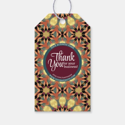 Craft Business Thank You Warm Burgundy Teal Glow Gift Tags