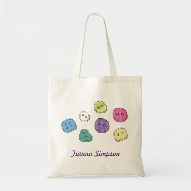 Craft Buttons Sewing Personalized Name Bag (Front)