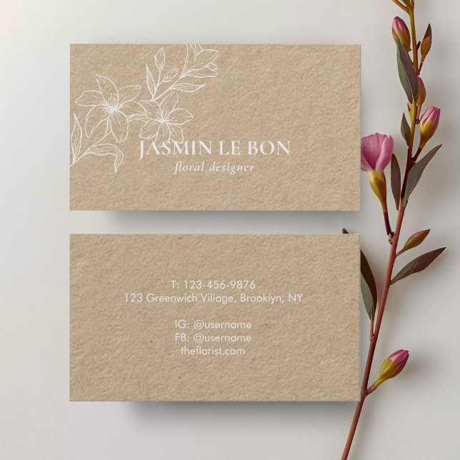Craft | Chic Minimal Floral  Business Card (Creator Uploaded)