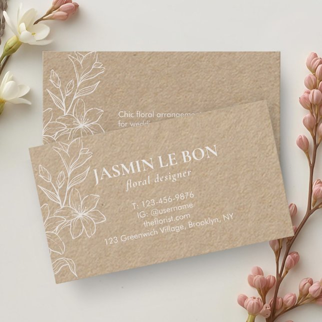 Craft | Chic Minimal Floral  Business Card (Creator Uploaded)