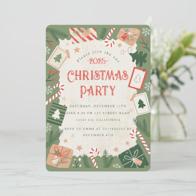 Craft Christmas Party Invitation (Standing Front)