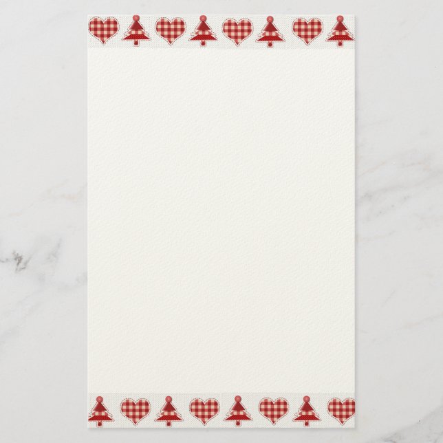 Craft Christmas Trees and Hearts Stationery (Front)