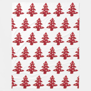 Craft Christmas Trees with Buttons Pattern Fleece Blanket