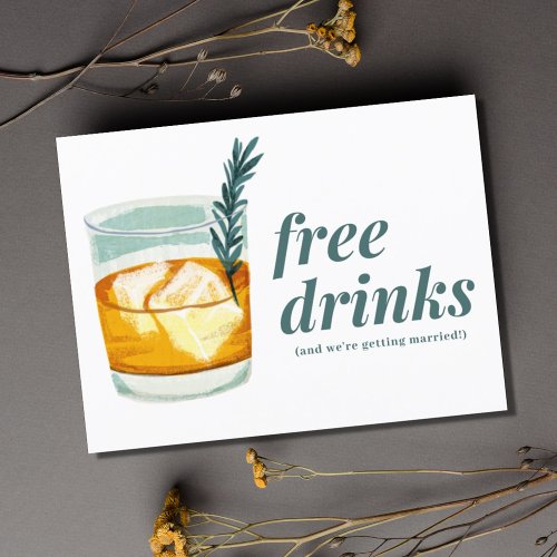 Craft Cocktail Funny Free Drinks Save the Date Announcement Postcard