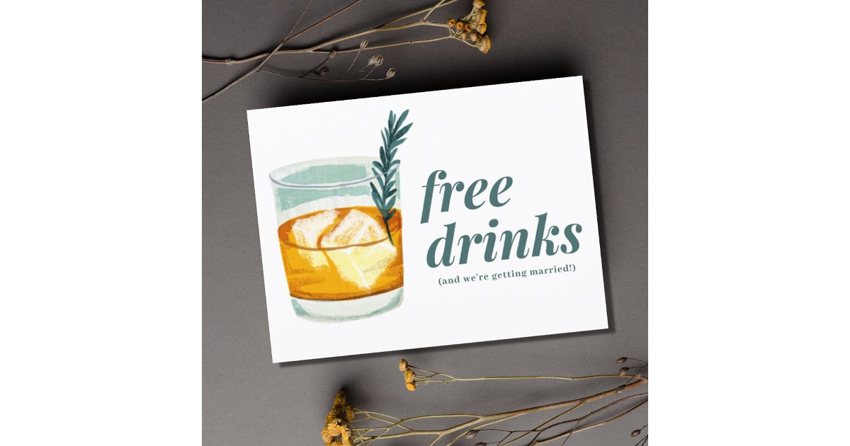 Craft Cocktail Funny Free Drinks Save the Date Announcement Postcard
