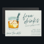 Craft Cocktail Funny Free Drinks Wedding Save The  Magnetic Invitation<br><div class="desc">Funny wedding save the dates for the couple who can't wait to celebrate with family and friends at their wedding. Cute craft cocktail Free Drinks (and we're getting married!) design magnetic save the dates.</div>