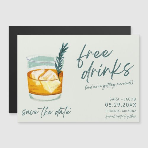 Craft Cocktail Funny Free Drinks Wedding Save The  Magnetic Invitation