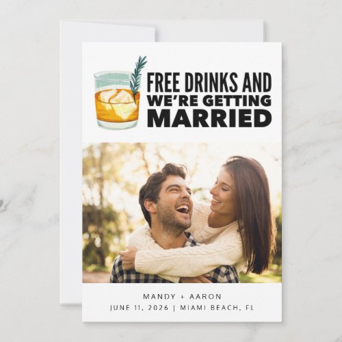 Craft Cocktail Funny Photo Wedding  Save The Date