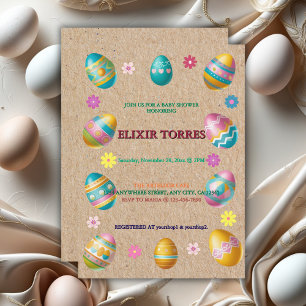 Craft Colorful Floral Easter Eggs Baby Shower Invitation