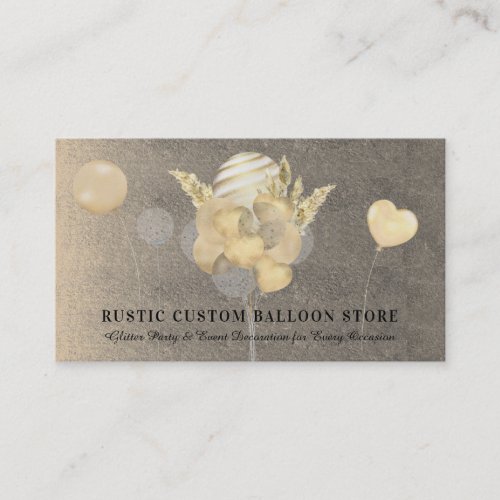 Craft Gold Festive Balloons Party Event Planner Business Card