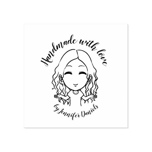 Craft Handmade with love named person half wavy Rubber Stamp
