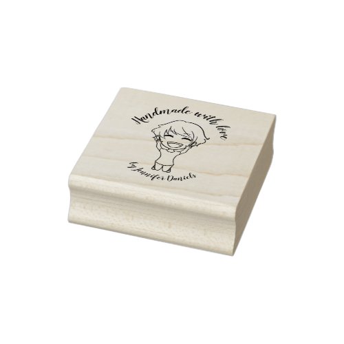 Craft Handmade with love named person jumping Rubber Stamp