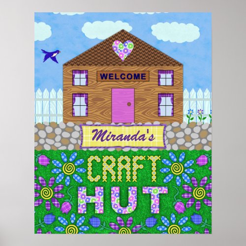 Craft Hut Garden Crafting Shed Personalized Name Poster