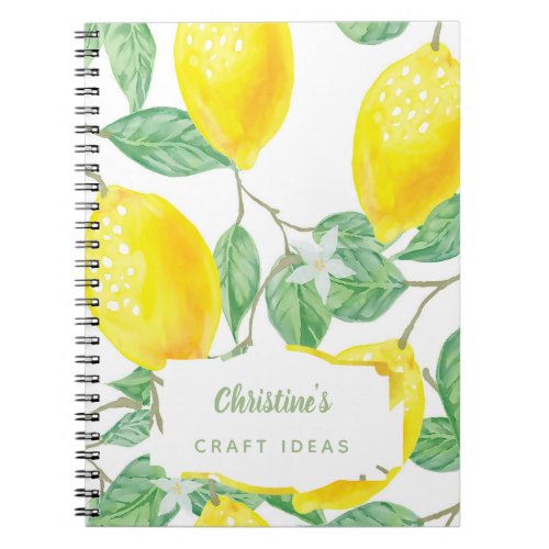 Craft ideas watercolored lemons college ruled notebook