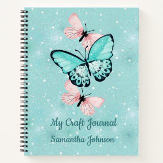 Craft Journal with Butterflies Customizable Text