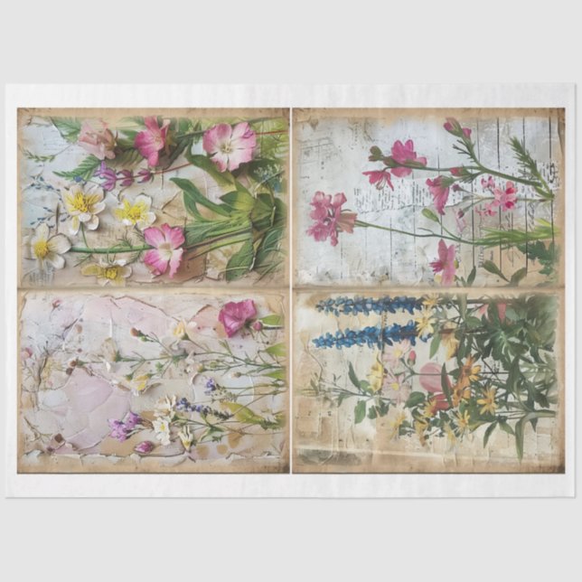 Craft Junk Journal Scrapbook Floral Background C Tissue Paper (Front)