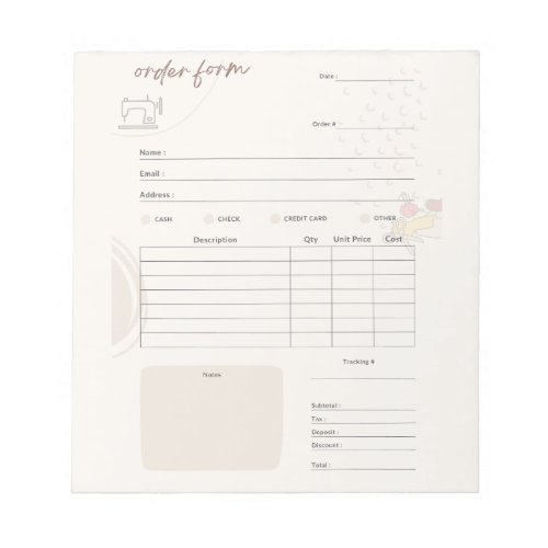 Craft Order Form Notepad