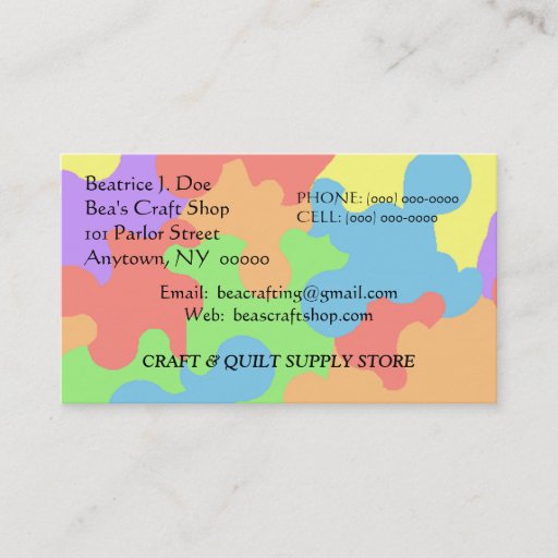 Customizable CRAFT PAINT SUPPLY CRAFTER'S BUSINESS CARD