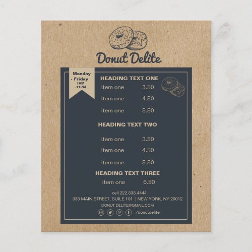 craft paper donut bakery pattern flyer