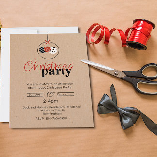 Craft Paper Look Christmas Party Invitation