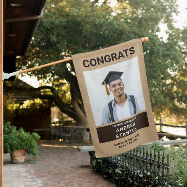 Craft Paper Modern Simple Boy Graduation Photo House Flag (In SItu)