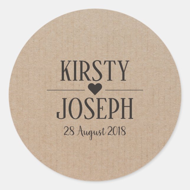 Craft Paper Monogram Wedding Sticker (Front)