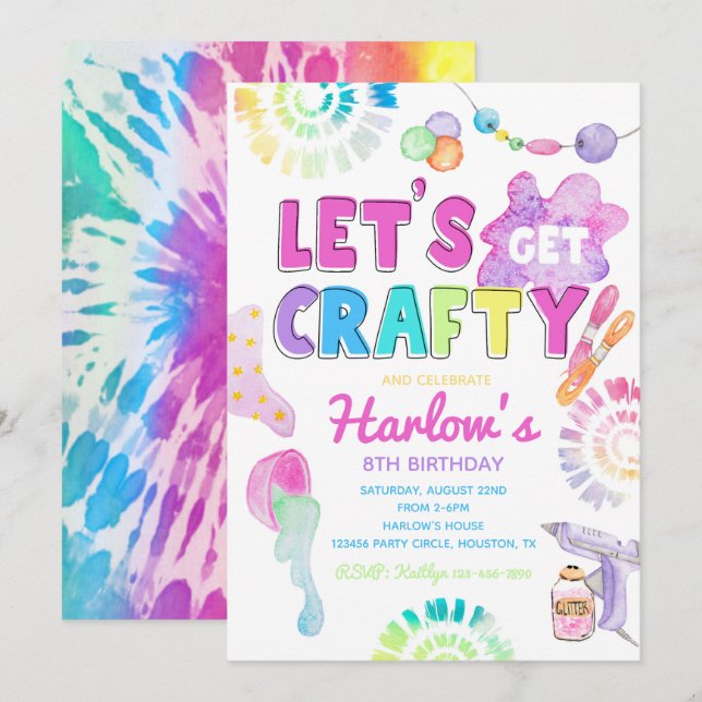 Craft Party Invitation | Craft Birthday Invitation (Front/Back)