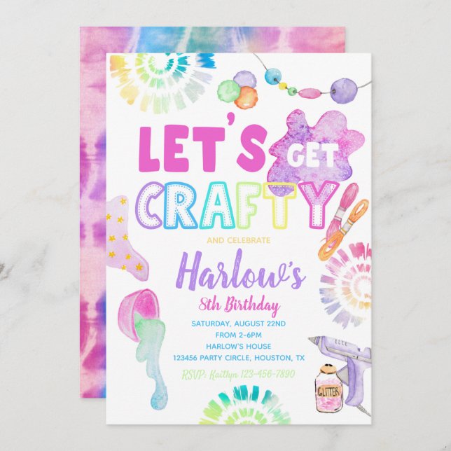 Craft Party Invitation | Craft Birthday Invitation (Front/Back)