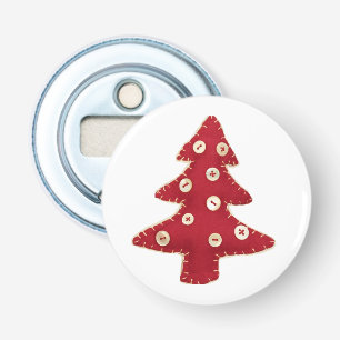 Craft Red Christmas Tree with Button Baubles Bottle Opener