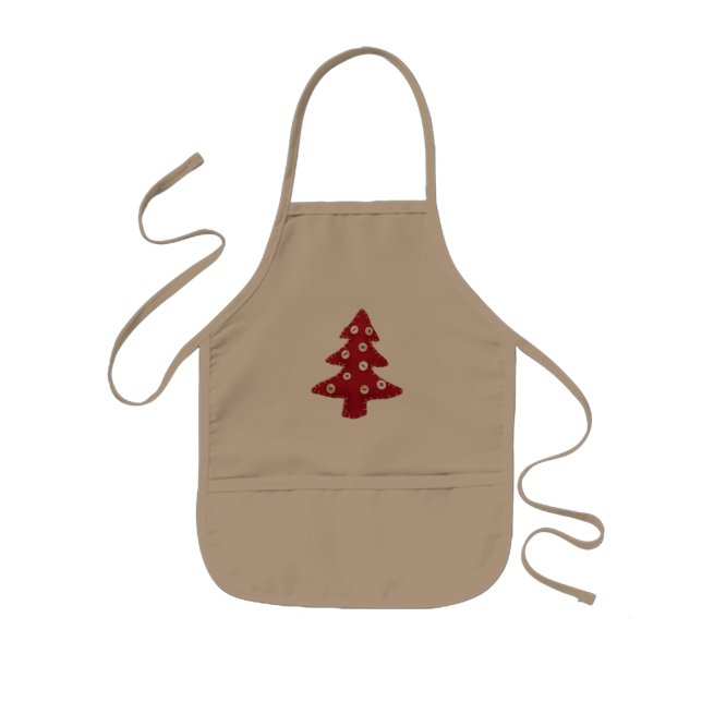Craft Red Christmas Tree with Button Baubles Kids' Apron (Front)