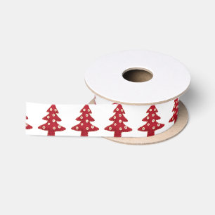 Craft Red Christmas Tree with Button Baubles Satin Ribbon