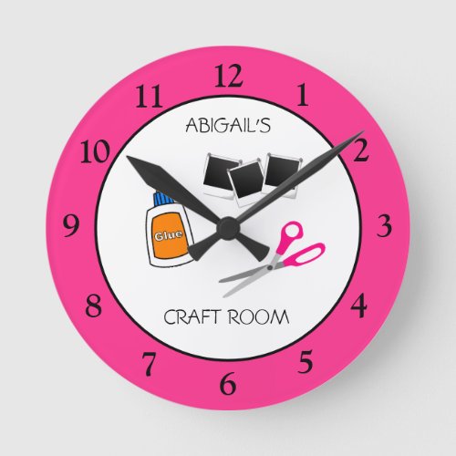 Craft Room Personalized Round Clock