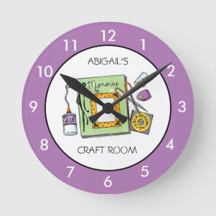 Craft Room Personalized Round Clock