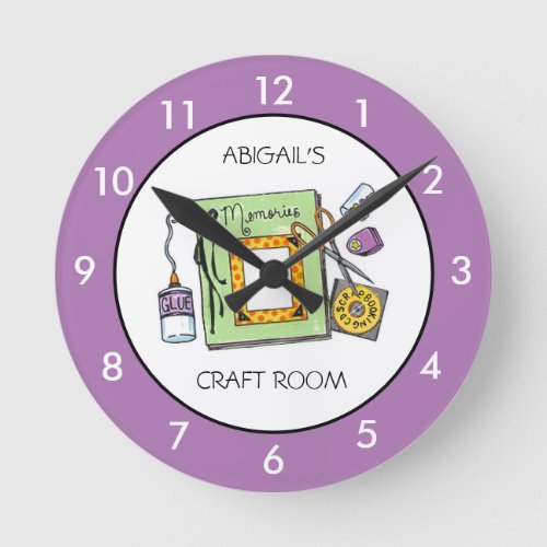 Craft Room Personalized Round Clock