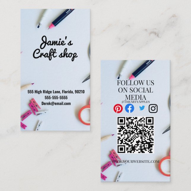 craft shop paint art artist workshop kids artist business card (Front/Back)