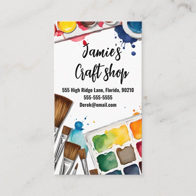 craft shop paint art artist workshop kids business card (Front)