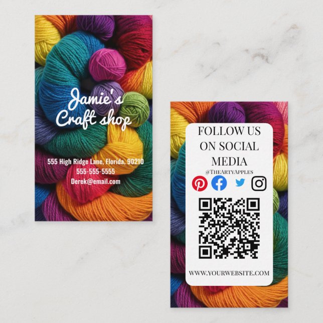 craft shop paint art artist workshop kids sewing business card (Front/Back)