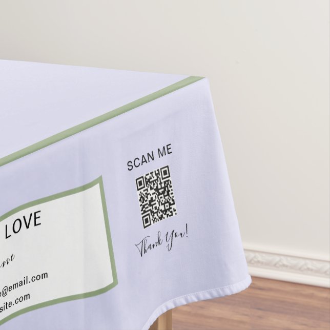 Craft Show Lavender Green 52 x 70 QR Code Tablecloth (In Situ)