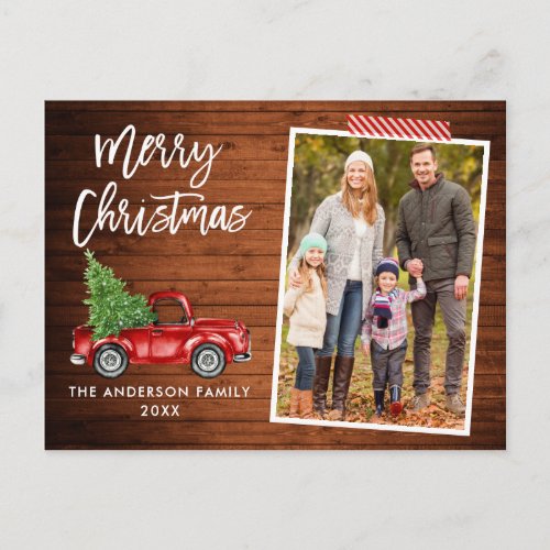 Craft Tape Brush Script Wood Truck Christmas Postcard