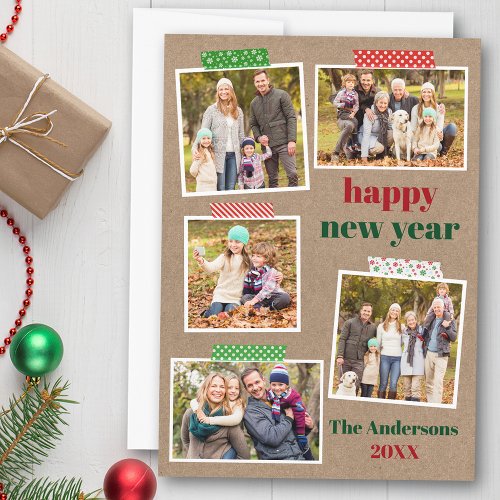 Craft Tape Merry Christmas 5 Photo Kraft Holiday Card