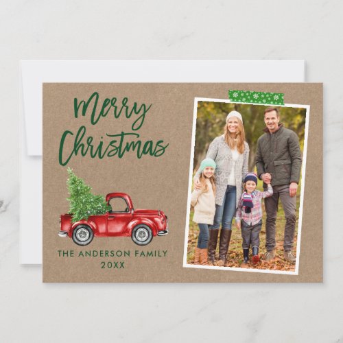 Craft Tape Truck Brush Script Kraft Christmas Holiday Card