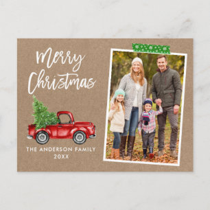 Craft Tape Truck Brush Script Kraft Christmas Postcard
