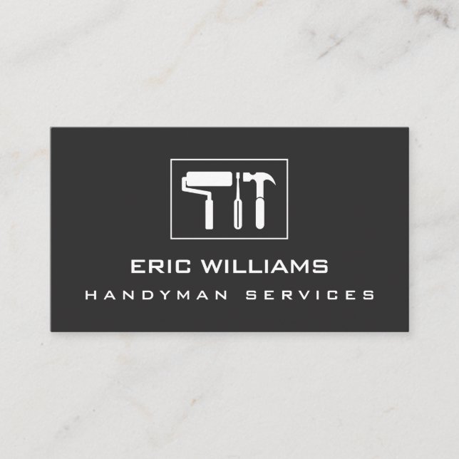 Craft tools dark gray business card (Front)