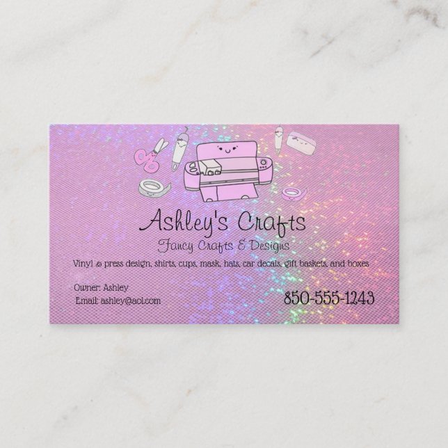 Craft Vinyl Business Card Hologram Pink  (Front)