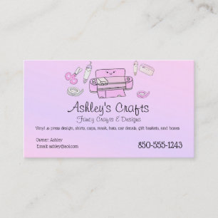 Craft Vinyl Pink & Purple Silhouette or Cricut Business Card